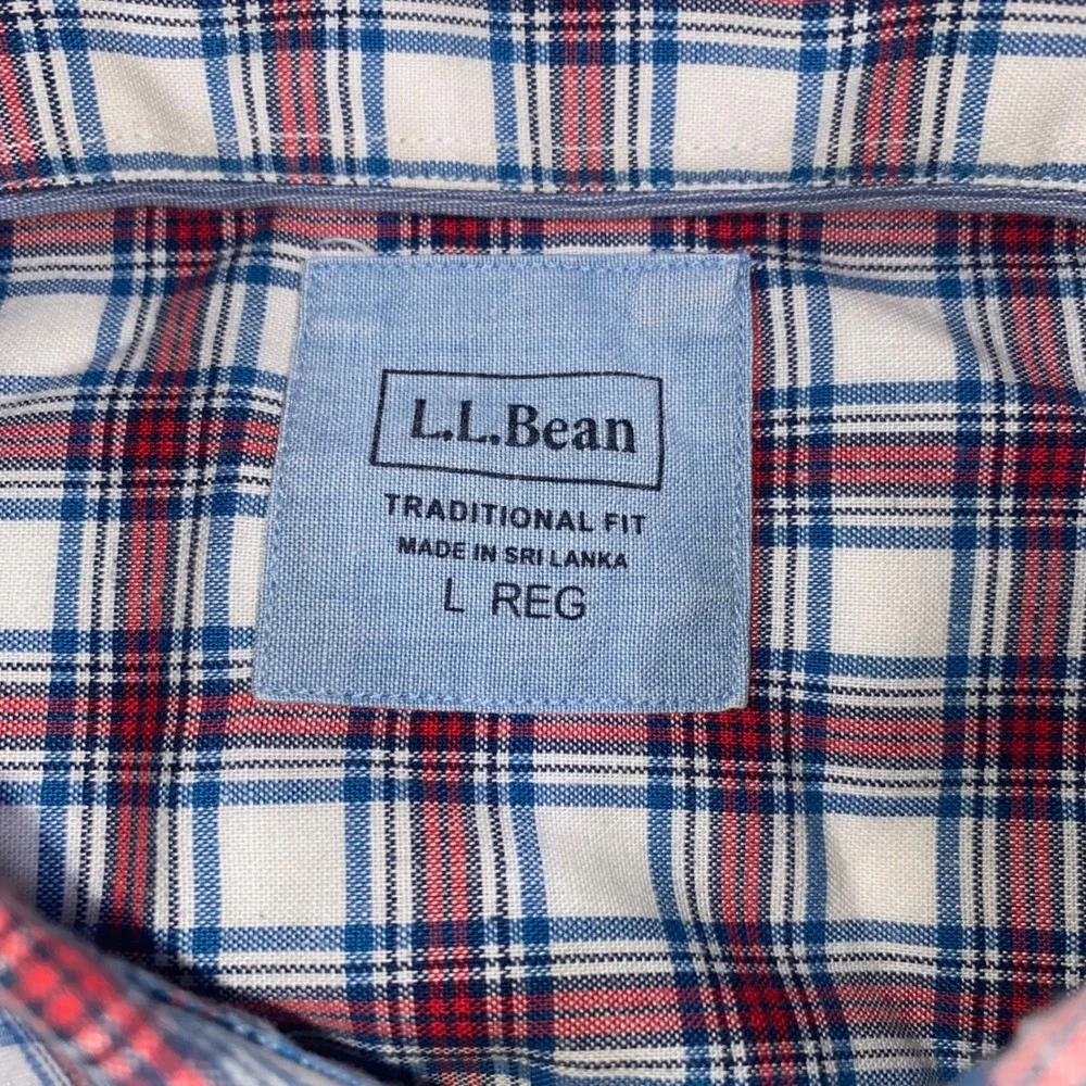 LLBean Mens‎ Traditional Fit Plaid Short Sleeve Button Down Shirt Size L Reg